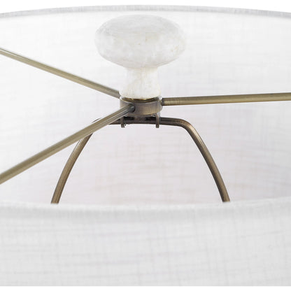 Sonata Textured Table Lamp by Uttermost in brass. Made from ceramic, steel, fabric in a transitional style.