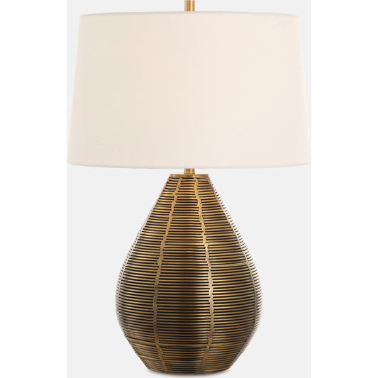 Knowles Table Lamp by Uttermost in brass. Made from steel, fabric in a unique style.