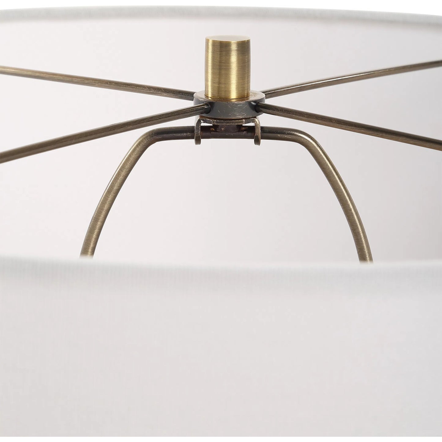 004 SI-2295252 | Closeup | Amos Ceramic Table Lamp by Uttermost in gold. Made from steel, ceramic, fabric in a modern style.