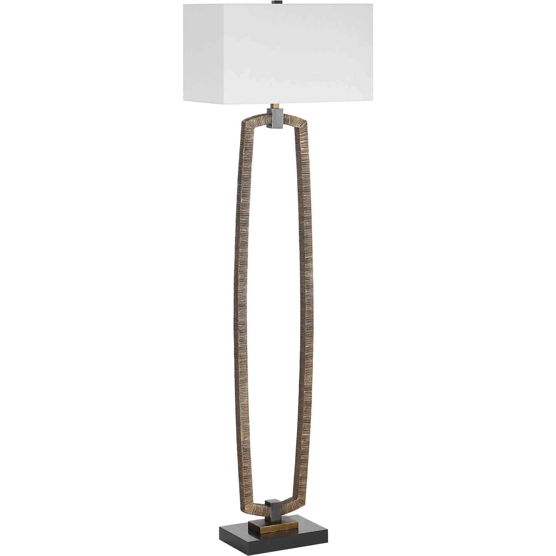 Relic Floor Lamp by Uttermost in antique gold. Made from resin, marble, iron in a transitional style.