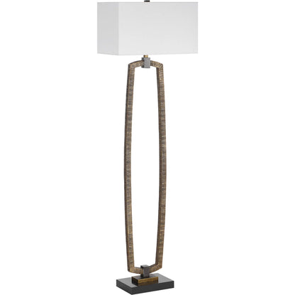 Relic Floor Lamp by Uttermost in antique gold. Made from resin, marble, iron in a transitional style.
