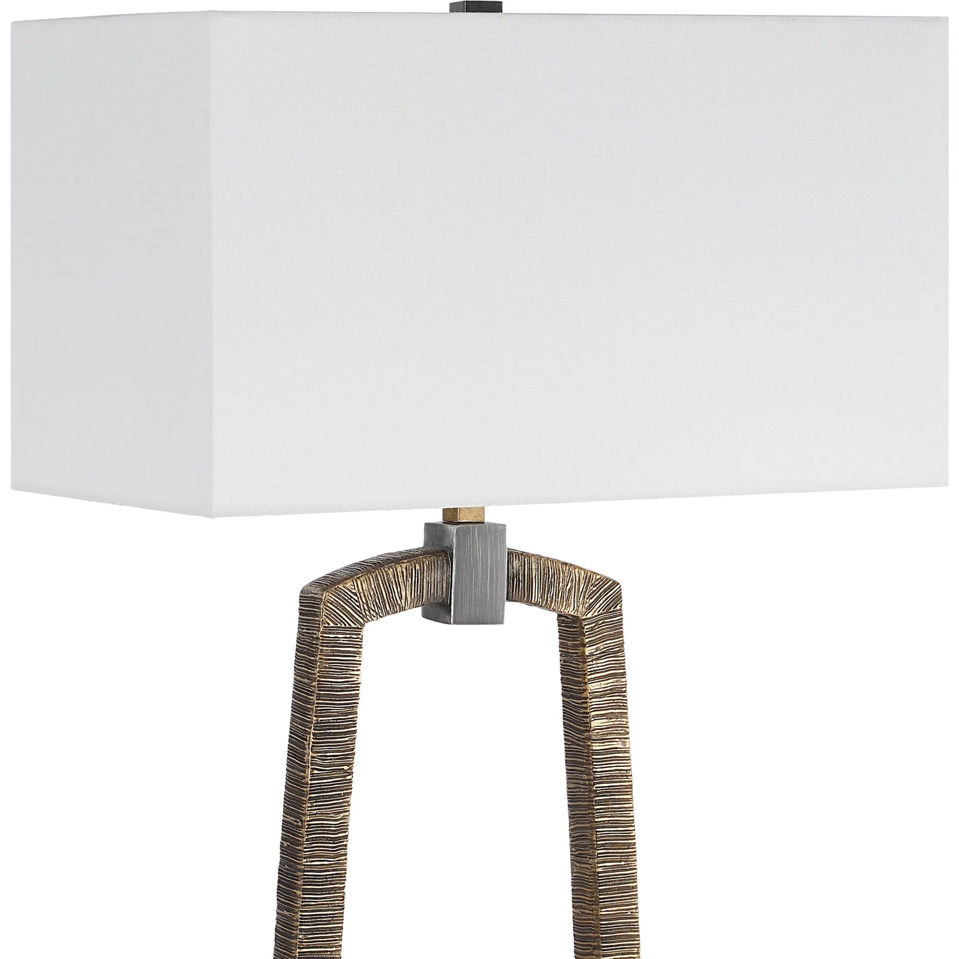 Relic Floor Lamp by Uttermost in antique gold. Made from resin, marble, iron in a transitional style.