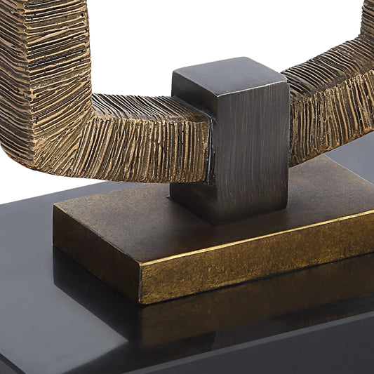 Relic Floor Lamp by Uttermost in antique gold. Made from resin, marble, iron in a unique style.