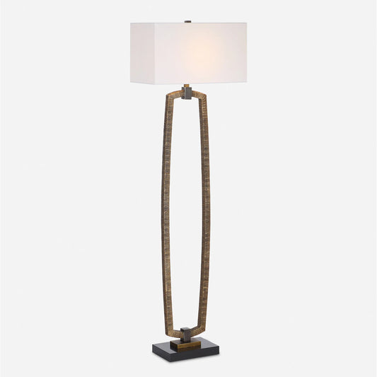 Relic Floor Lamp by Uttermost in antique gold. Made from resin, marble, iron in a unique style.