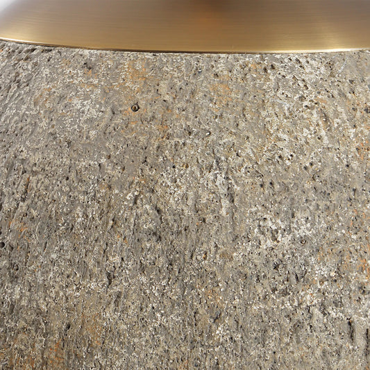 Raylan Textured Table Lamp by Uttermost in brass. Made from metal, cement, fabric in a unique style.