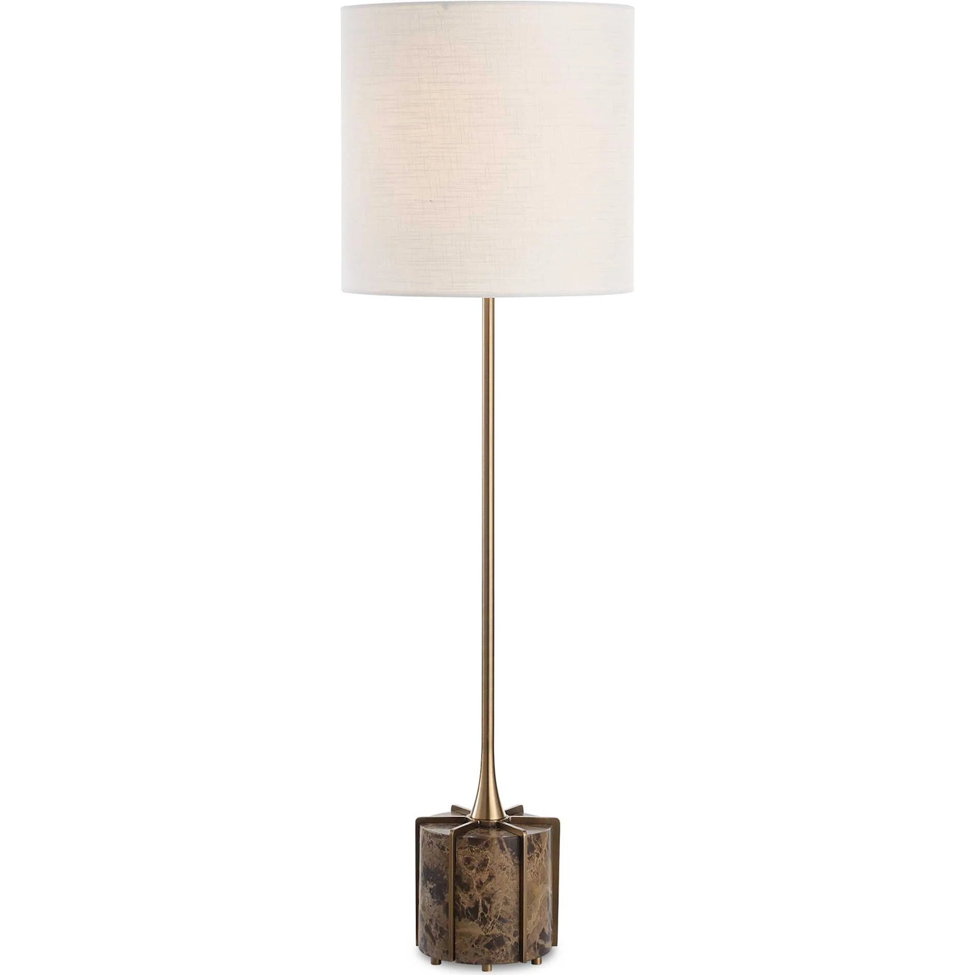 Britwell Buffet Lamp by Uttermost in dark brown. Made from marble, metal, fabric in a modern style.