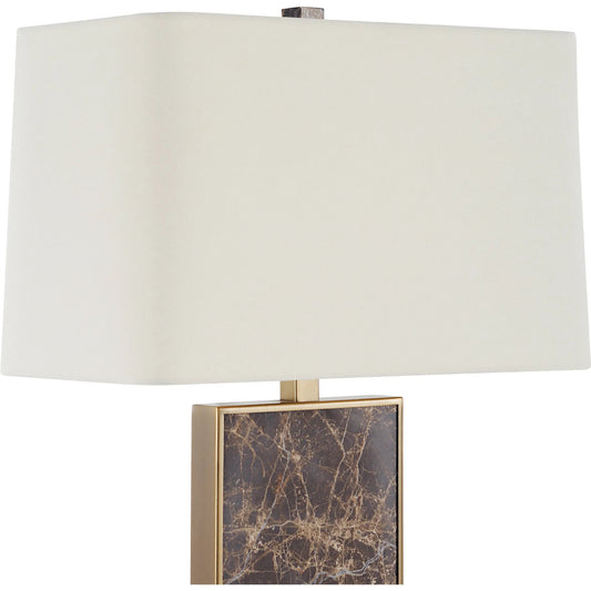 Lafferty Table Lamp by Uttermost in dark brown, plated brass. Made from marble, metal, fabric in a modern style.