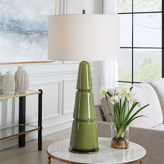 Mendell Moss Table Lamp by Uttermost in brass. Made from metal, ceramic, linen in a eclectic & global style.