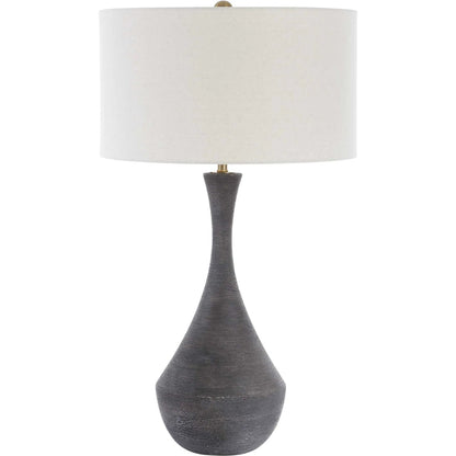 Helston Table Lamp by Uttermost in dark charcoal. Made from metal, ceramic, fabric in a modern style.