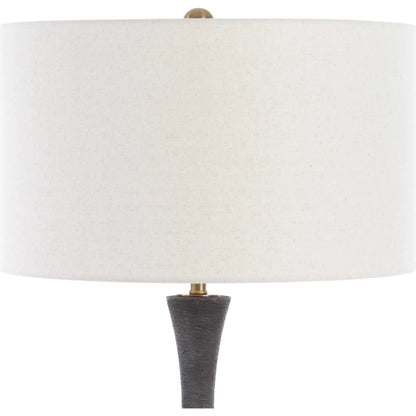 Helston Table Lamp by Uttermost in dark charcoal. Made from metal, ceramic, fabric in a modern style.