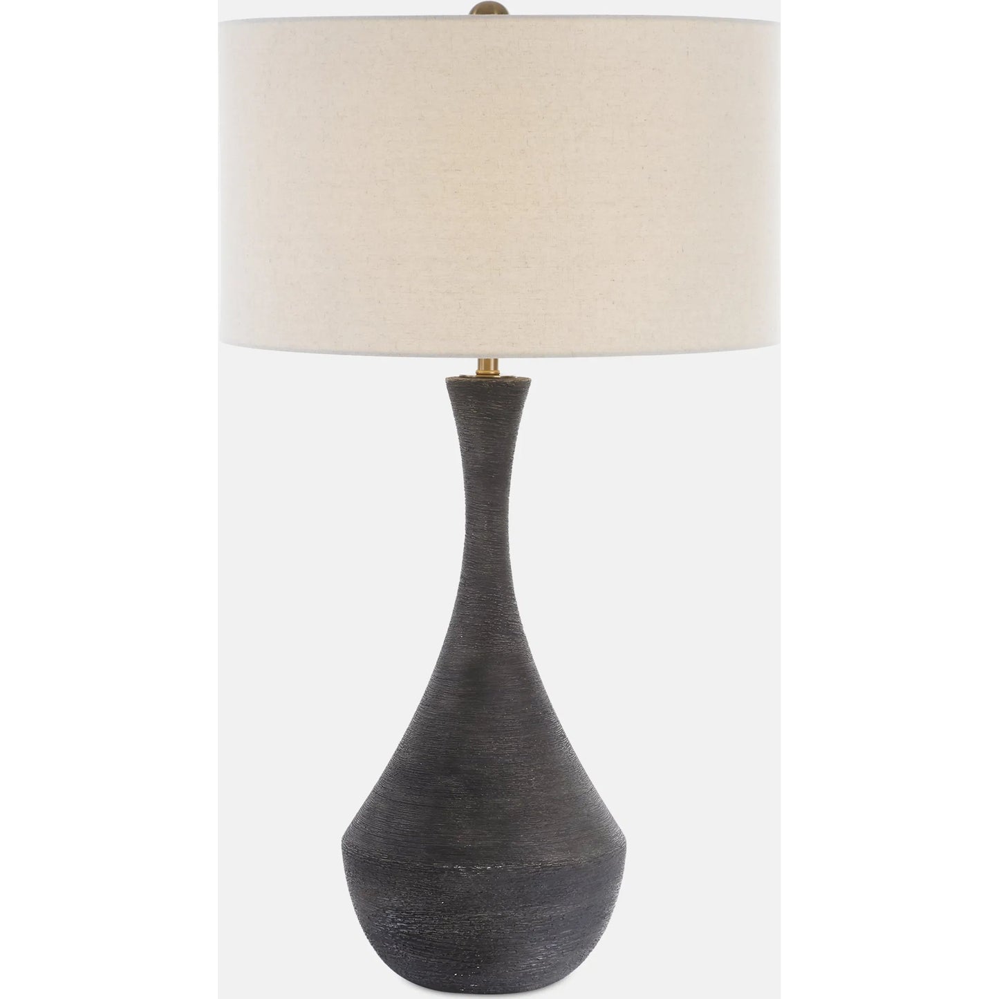 001 SI-2295299 | Primary Silo | Helston Table Lamp by Uttermost in dark charcoal. Made from metal, ceramic, fabric in a modern style.