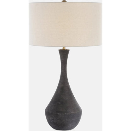 Helston Table Lamp by Uttermost in dark charcoal. Made from metal, ceramic, fabric in a modern style.