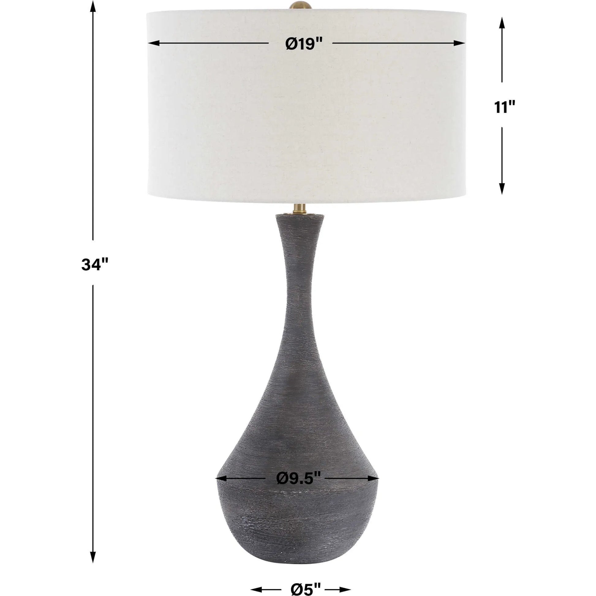 Helston Table Lamp by Uttermost in dark charcoal. Made from metal, ceramic, fabric in a modern style.