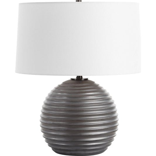 Chelsom Ribbed Table Lamp by Uttermost in dark bronze. Made from metal, ceramic, fabric in a unique style.