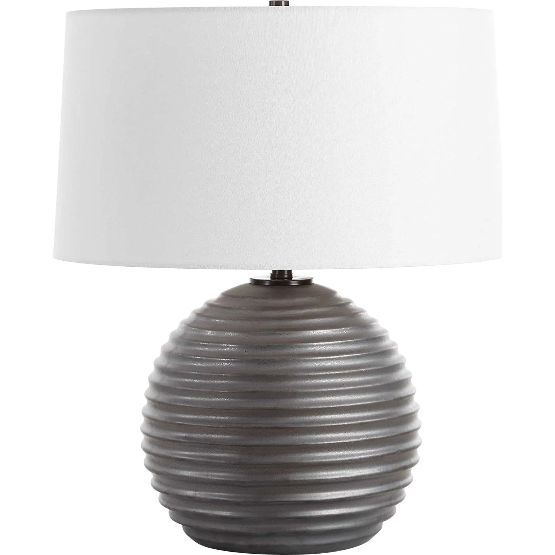 Chelsom Ribbed Table Lamp by Uttermost in dark bronze. Made from metal, ceramic, fabric in a modern style.