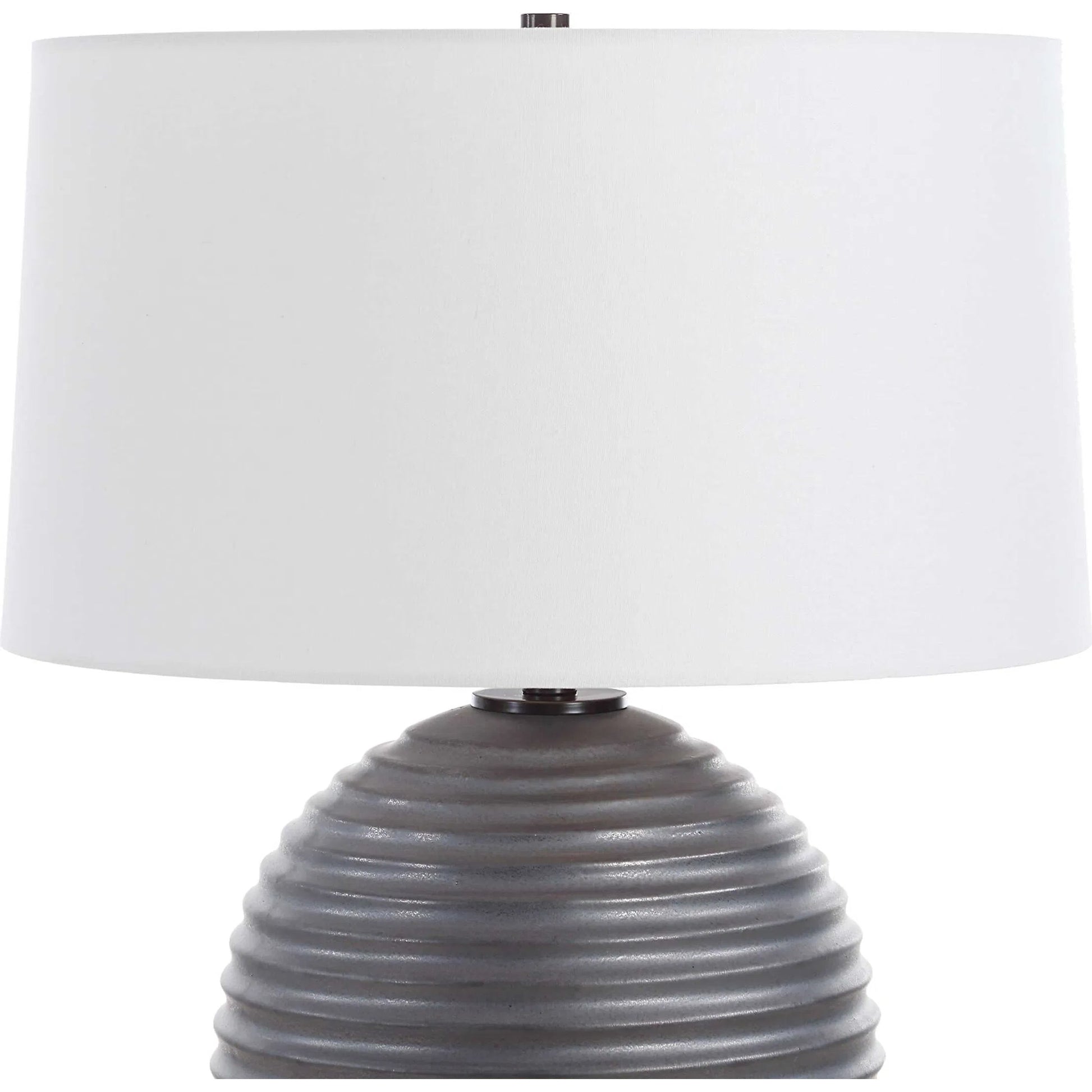 Chelsom Ribbed Table Lamp by Uttermost in dark bronze. Made from metal, ceramic, fabric in a modern style.