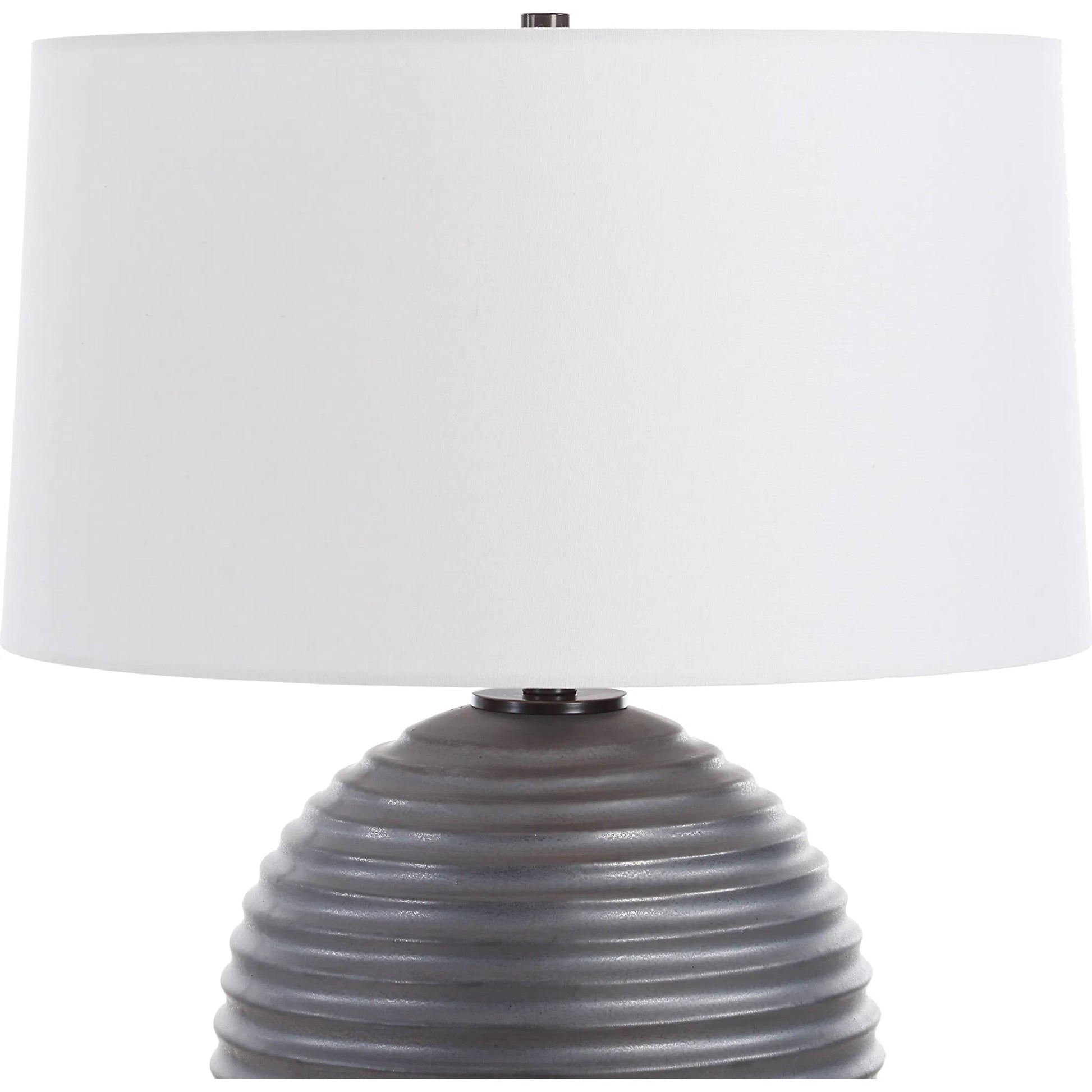 Chelsom Ribbed Table Lamp by Uttermost in dark bronze. Made from metal, ceramic, fabric in a modern style.
