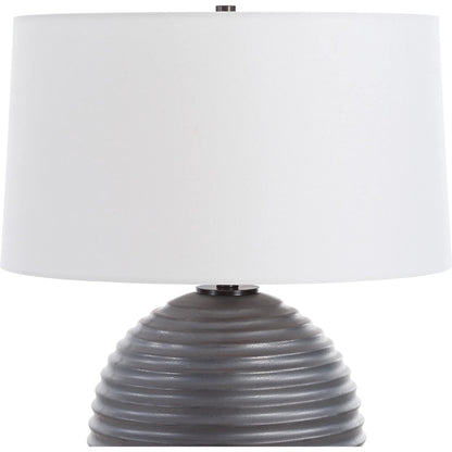 Chelsom Ribbed Table Lamp by Uttermost in dark bronze. Made from metal, ceramic, fabric in a modern style.