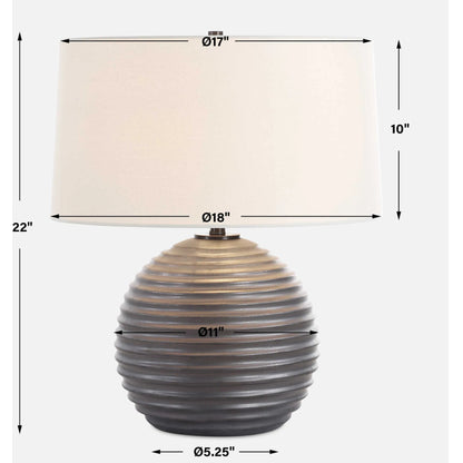 Chelsom Ribbed Table Lamp by Uttermost in dark bronze. Made from metal, ceramic, fabric in a modern style.