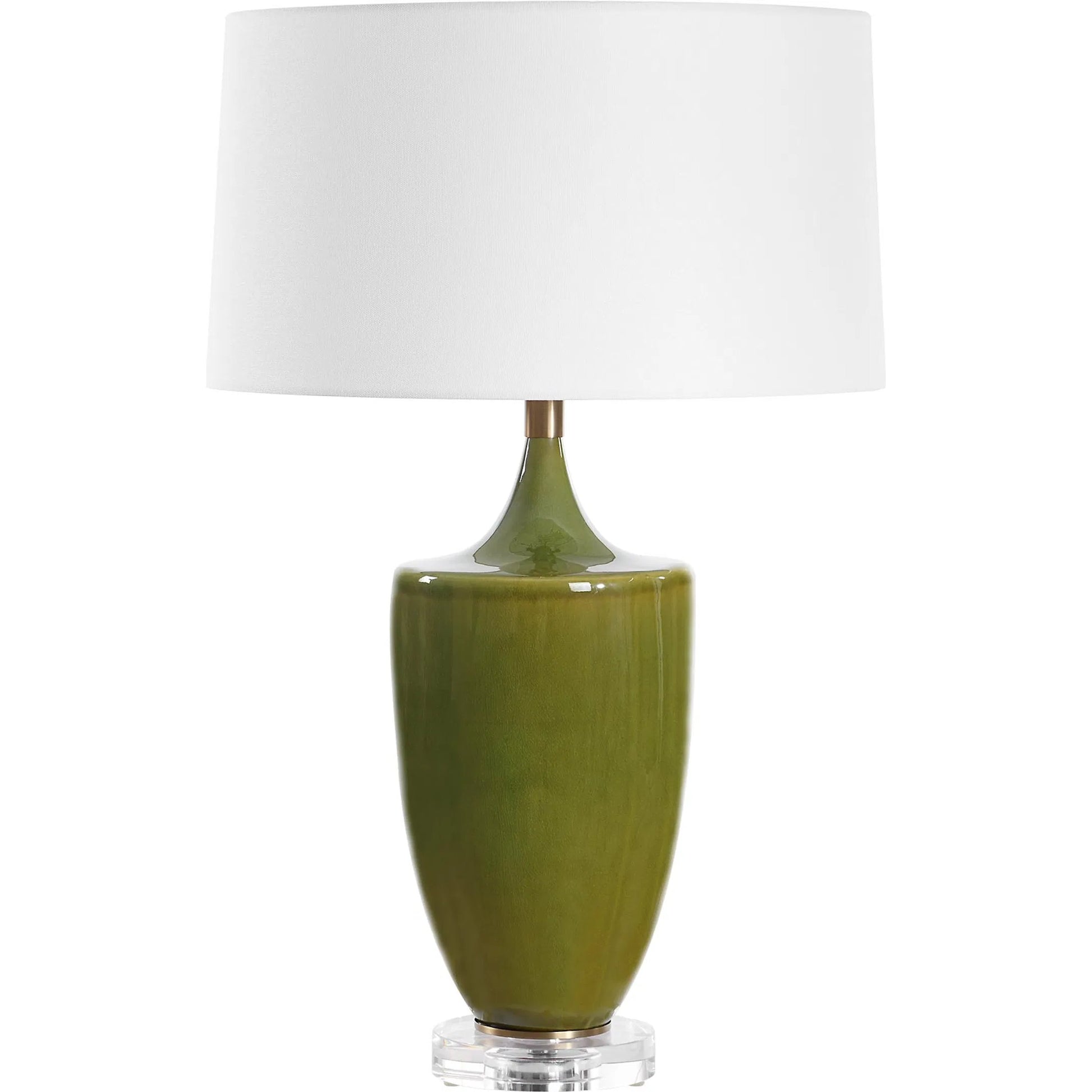 Adela Moss Table Lamp by Uttermost in brass. Made from steel, ceramic, crystal8%, fabric in a modern style.