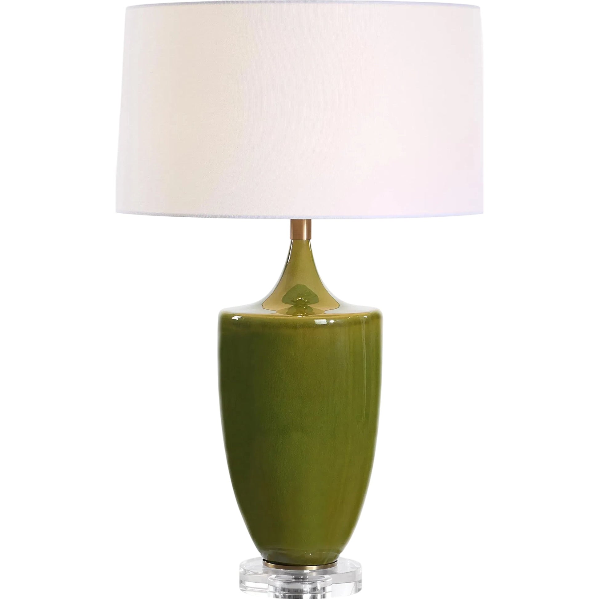 Adela Moss Table Lamp by Uttermost in brass. Made from steel, ceramic, crystal8%, fabric in a modern style.