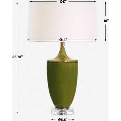 Adela Moss Table Lamp by Uttermost in brass. Made from steel, ceramic, crystal8%, fabric in a modern style.