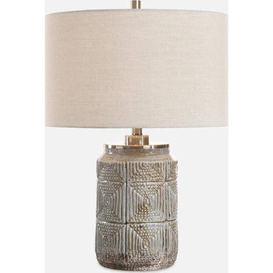 Graydon Table Lamp by Uttermost in nickel. Made from steel, ceramic, fabric in a unique style.