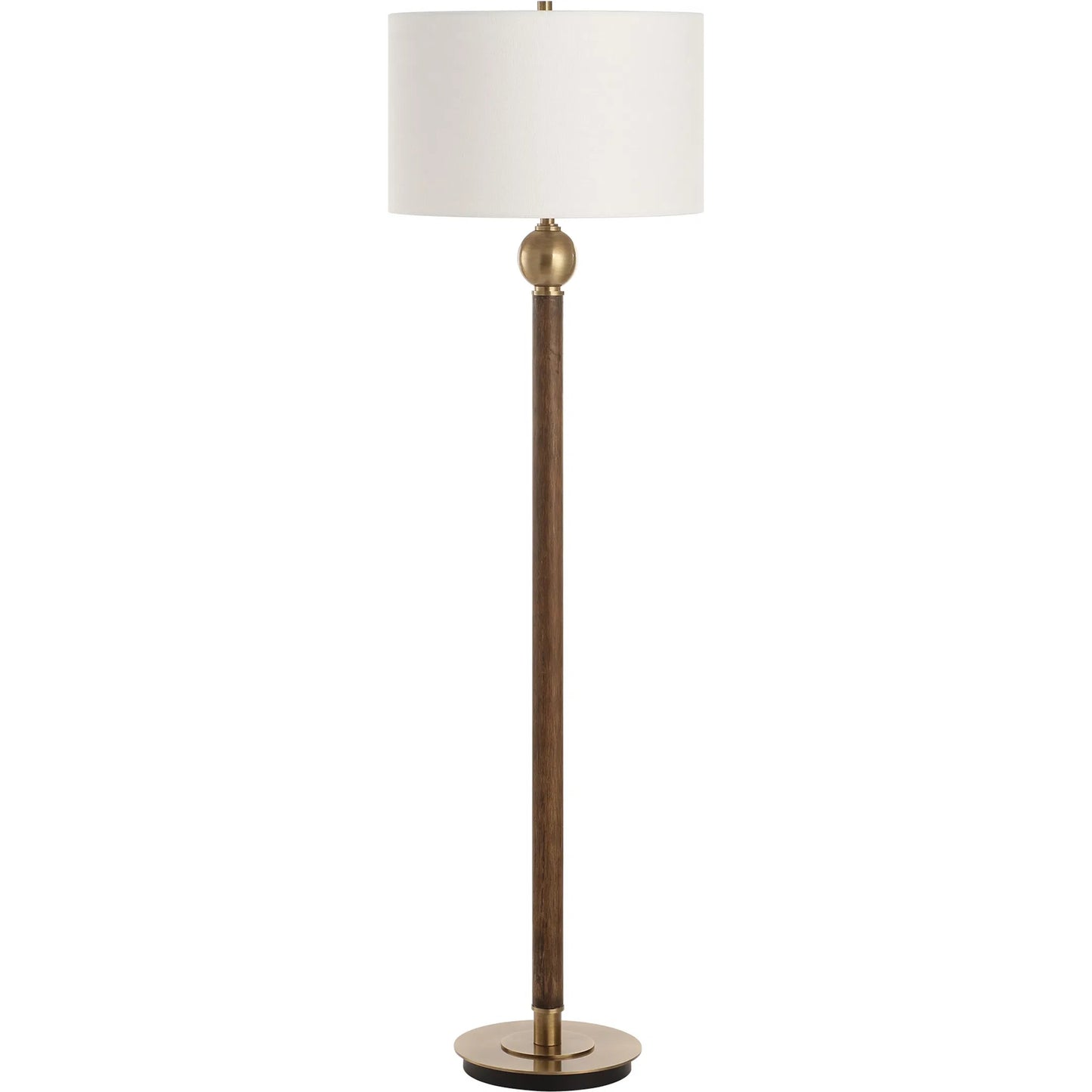 003 SI-2295254 | Primary Silo | Keros Floor Lamp by Uttermost in dark oak. Made from metal, oak wood, fabric in a traditional style.
