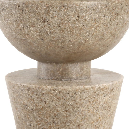 Cullum Geometric Table Lamp by Uttermost in brass. Made from steel, sand colored resin, fabric in a unique style.