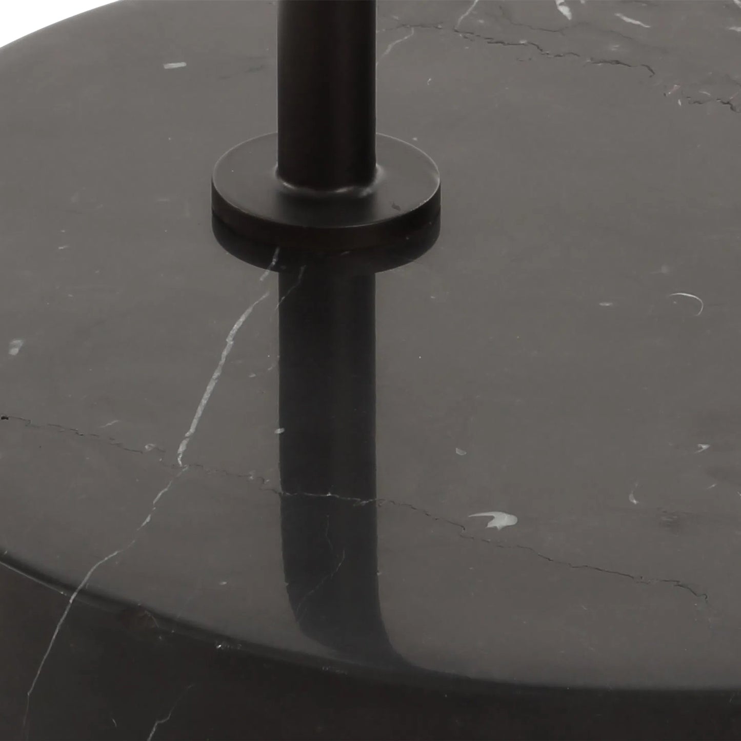 003 SI-2295281 | Closeup | Richie Floor Lamp by Uttermost in black. Made from steel, marble, fabric in a transitional style.