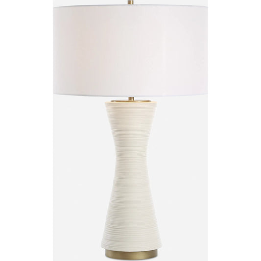 Ridgeline Table Lamp by Uttermost in brass. Made from ceramic, iron, fabric in a unique style.