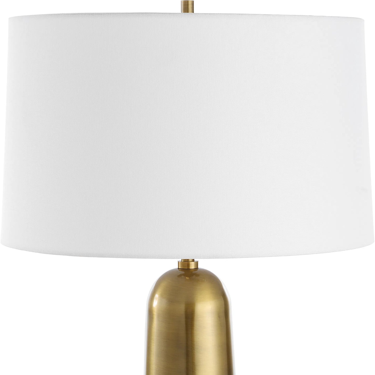 004 SI-2295287 | Closeup | Flinchem Table Lamp by Uttermost in brass. Made from iron, fabric in a modern style.