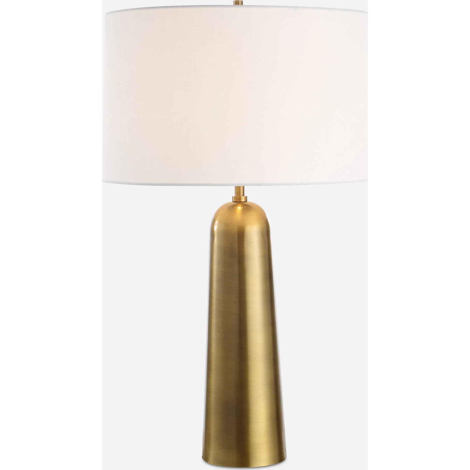 Flinchem Table Lamp by Uttermost in brass. Made from iron, fabric in a modern style.