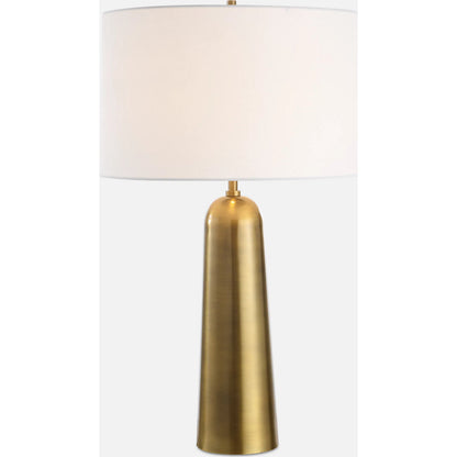 Flinchem Table Lamp by Uttermost in brass. Made from iron, fabric in a modern style.