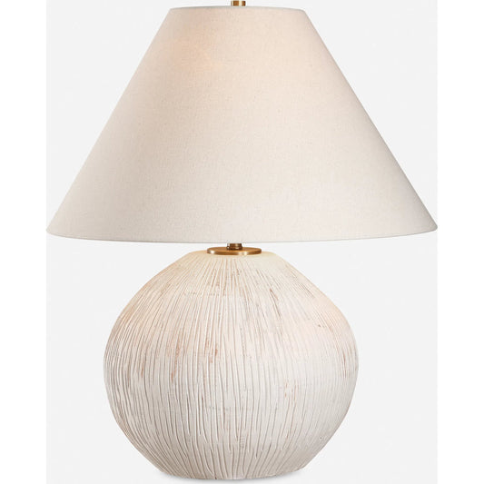 Meryl Table Lamp by Uttermost in brass. Made from porcelain, fabric, steel in a unique style.