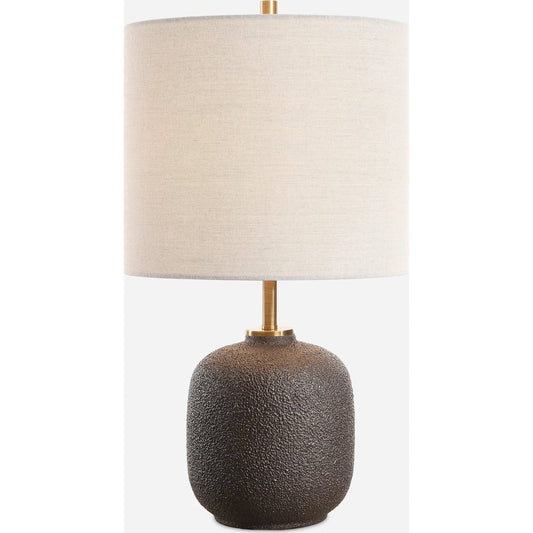 Blacktop Textured Buffet Lamp by Uttermost in brass. Made from steel, ceramic, fabric in a unique style.
