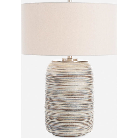 Prospect Ceramic Table Lamp by Uttermost in nickel. Made from ceramic, iron, fabric in a unique style.
