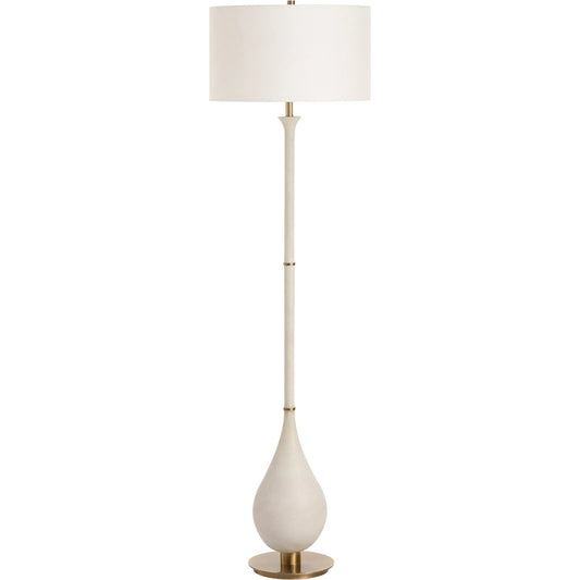 Dewdrop Floor Lamp by Uttermost in brass. Made from metal, rice stone, fabric in a unique style.