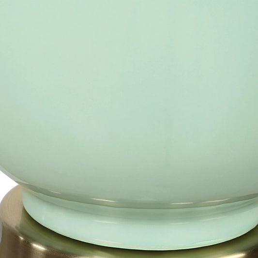 Kyla Mint Table Lamp by Uttermost in brass. Made from ceramic, metal, fabric in a unique style.