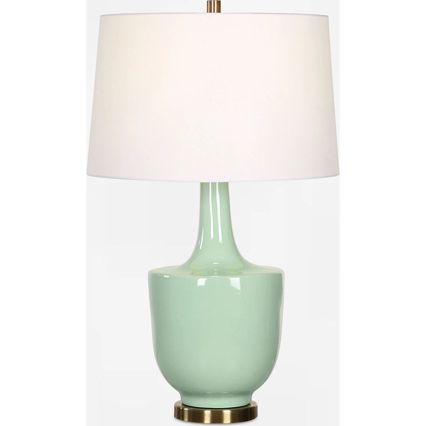 000 SI-2295306 | Primary Silo | Kyla Mint Table Lamp by Uttermost in brass. Made from ceramic, metal, fabric in a eclectic & global style.