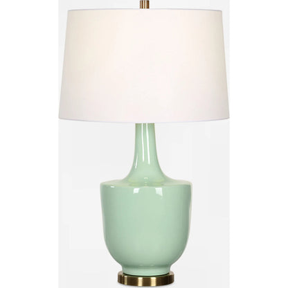 Kyla Mint Table Lamp by Uttermost in brass. Made from ceramic, metal, fabric in a eclectic & global style.