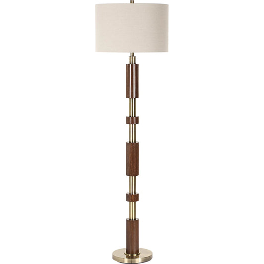 Stacked Floor Lamp by Uttermost in brass. Made from metal, rubber, fabric in a unique style.
