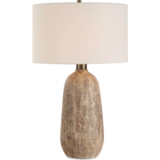 Napier Earthy Table Lamp by Uttermost in brown. Made from ceramic, metal, fabric in a unique style.