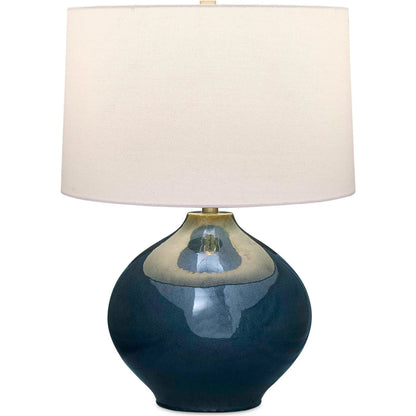 Corrine Table Lamp by Uttermost in blue and brass. Made from ceramic, fabric, iron in a modern style.