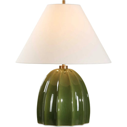 Renna Moss Table Lamp by Uttermost in moss green, brass. Made from ceramic, iron in a eclectic & global style.