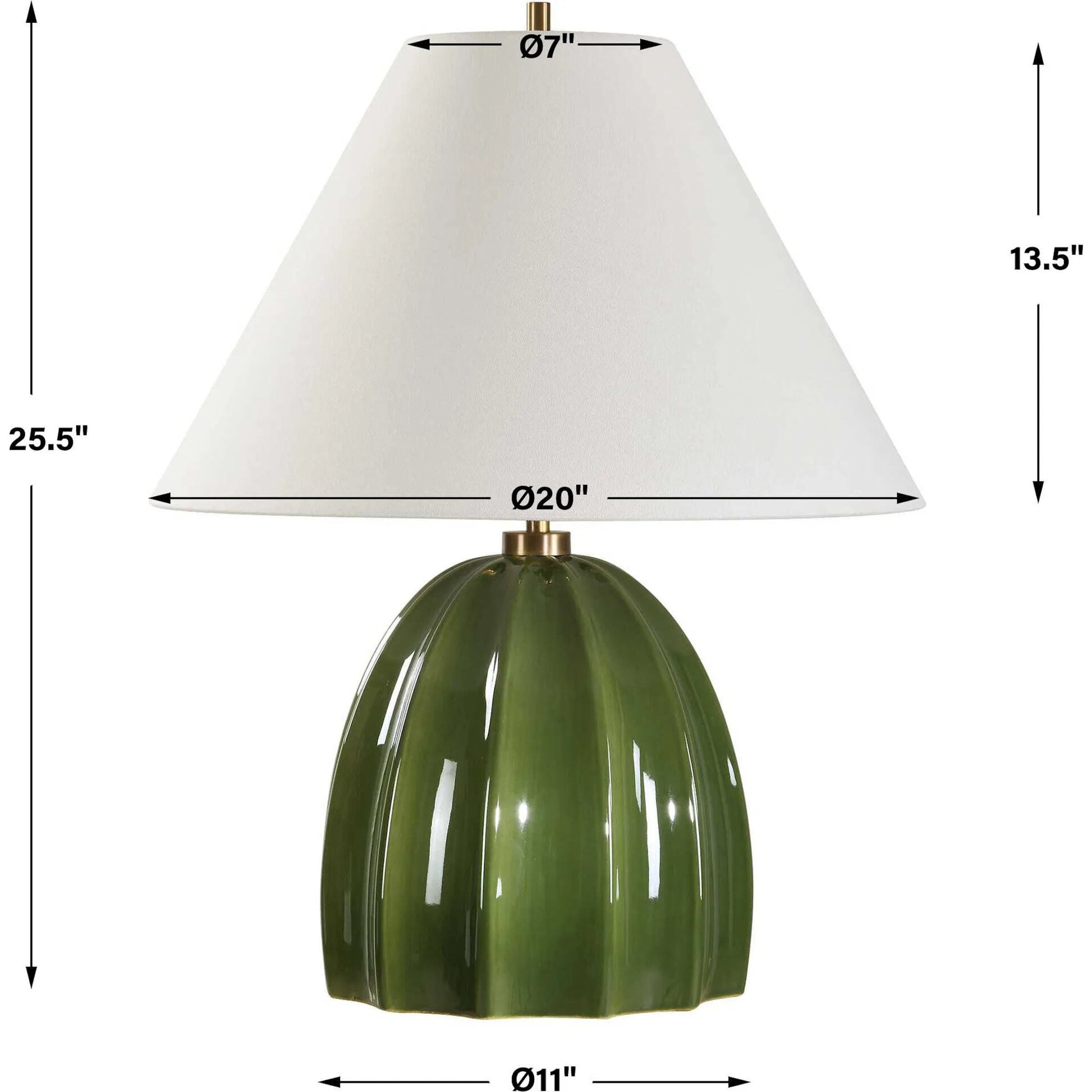 Renna Moss Table Lamp by Uttermost in moss green, brass. Made from ceramic, iron in a eclectic & global style.