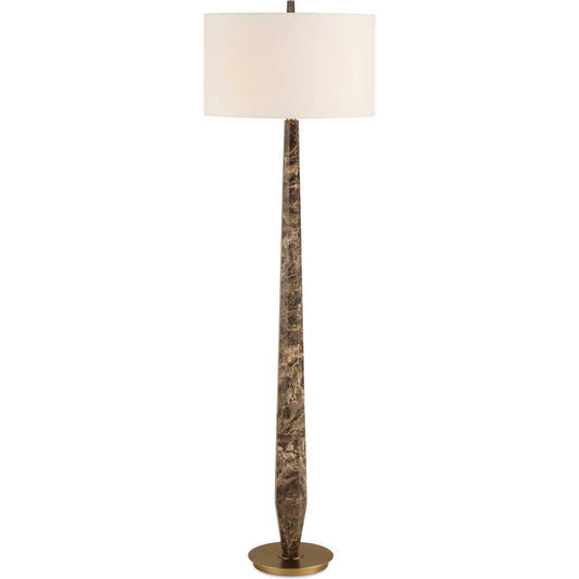 Tyree Floor Lamp by Uttermost in brass. Made from steel, emperador, linen in a unique style.