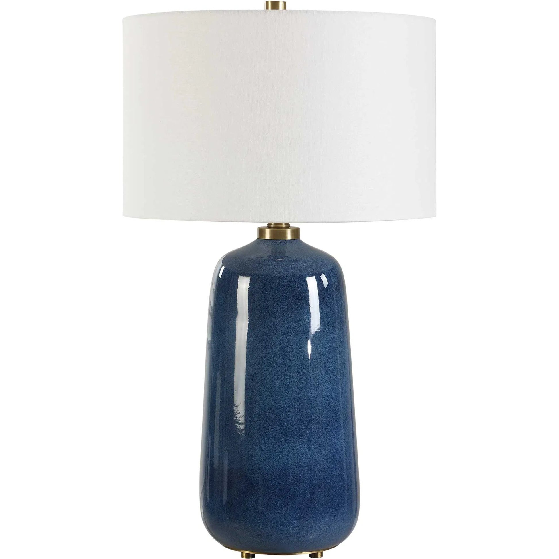 Brae Glaze Table Lamp by Uttermost in blue. Made from ceramic, metal, fabric in a eclectic & global style.