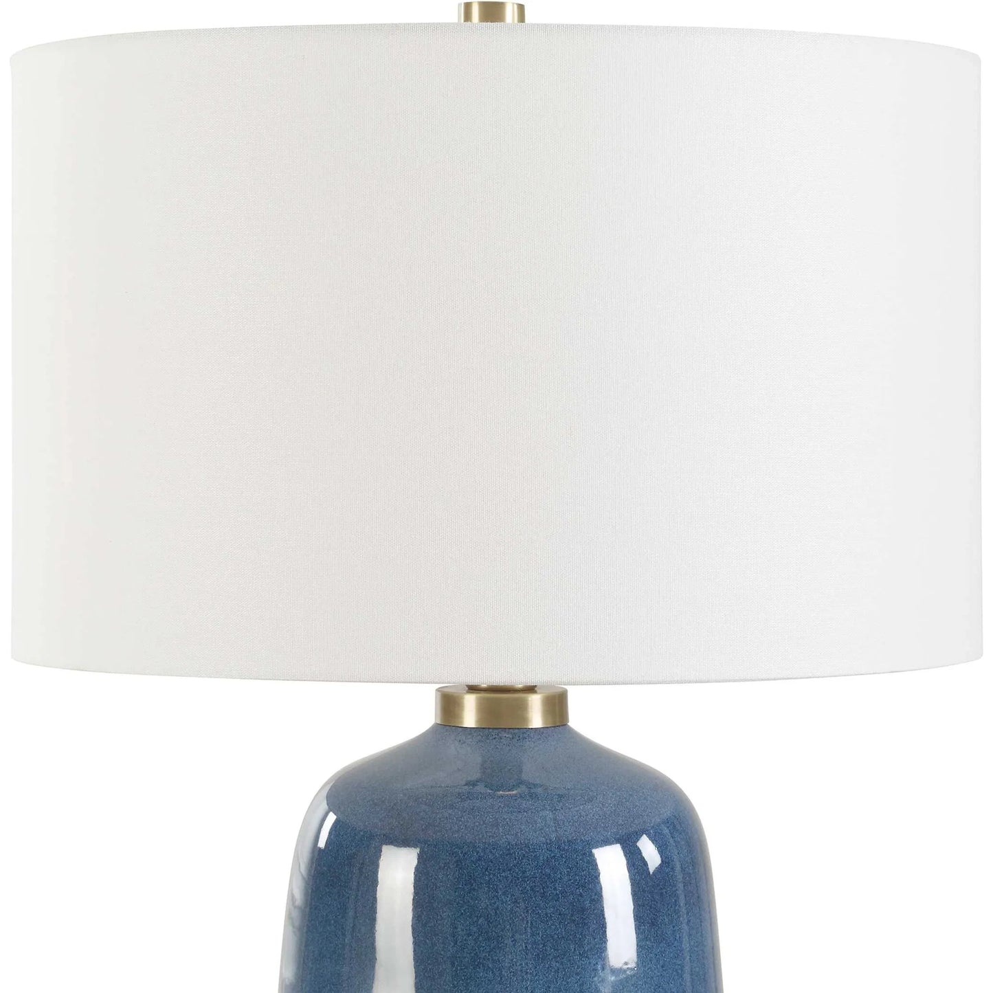 002 SI-2386698 | Closeup | Brae Glaze Table Lamp by Uttermost in blue. Made from ceramic, metal, fabric in a eclectic & global style.
