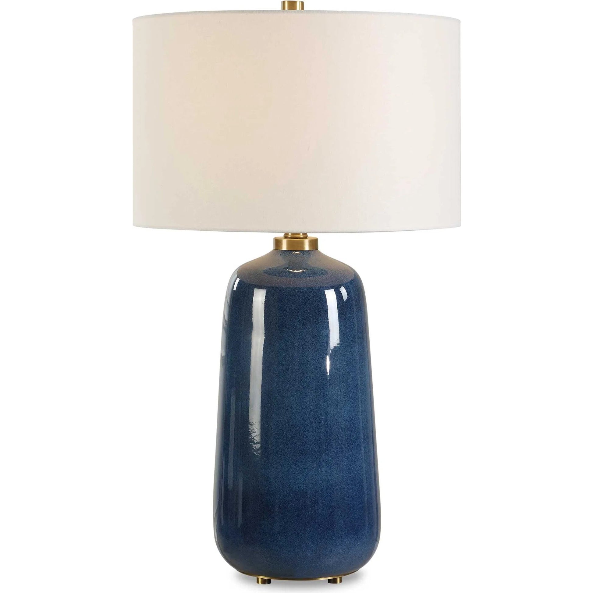 Brae Glaze Table Lamp by Uttermost in blue. Made from ceramic, metal, fabric in a eclectic & global style.